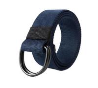Ceinture à Double boucle en Nylon for hommes, 2 pièces, ceinture toile tissée quotidienne avec réglable et allongée Pour Les Voyages(Blue)