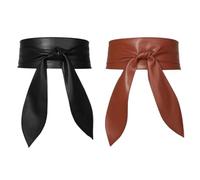 Ceinture À Nœud 2 Pièces, Ceinture En Cuir Pu, Ceinture Large Pour Femme, Ceinture Souple, Ceinture Élée Et Polyvalente