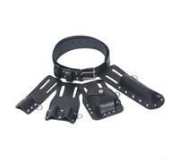 Ceinture à outils 5 en 1 en cuir avec plusieurs supports mobiles pour clés à molette, règles de niveau, outils d'échafaudage, convient pour les métiers professionnels (noir)