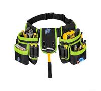 Ceinture à outils multi-compartiments avec panneaux magnétiques pour vis, boulons et forets, compatible avec vêtements de travail standard (vert)