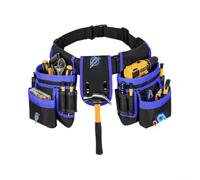 Ceinture à outils prête à l'emploi avec corps en toile robuste, trois aimants haute résistance et ajustement flexible de la taille pour homme (bleu)