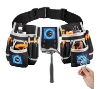 Ceinture à outils prête à l'emploi avec corps en toile robuste, trois aimants haute résistance et ajustement flexible de la taille pour homme (gris)