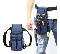 Ceinture à outils réglable avec boucle à dégagement rapide, plusieurs poches à outils, large ceinture pour électriciens, charpentiers et professionnels du métier qualifié (taille S, bleu)