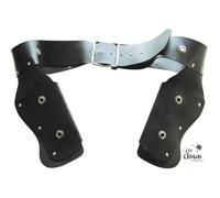 P'tit Clown 16830 Ceinture Simili Cuir Noir Adulte avec 2 Étuis Pistolet