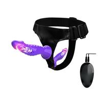 Ceinture ajustable avec gode à vibration pour strap-on double gode avec 2 vibrateurs pour femmes lesbiennes