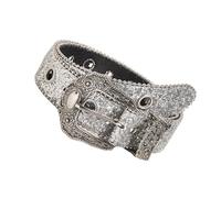 Ceinture avec boucles gravées pour un usage quotidien, poudre scintillante pour événement nocturne, accessoire accrocheur pour femme, Argenté., F