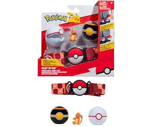 Ceinture - BANDAI - Pokémon Clip 'N' Go - 1 ceinture, 2 Poké Balls et 1 figurine Salameche 5 cm
