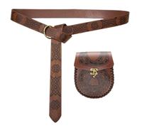 Ceinture celte réglable en cuir synthétique avec porte-monnaie pour adulte, costume médiéval, bal masqué, fête, déguisement, décoration, portefeuille, ceinture, Marron B, Taille unique, Beauté de