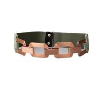 Ceinture Chaine Ceinture élastique carrée en métal doré for femme, avec boucle en chaîne, style décontracté et vintage, for décorer un manteau ou une robe(67cm,Green)