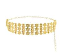 Ceinture Chaine Ceintures de ventre à une rangée de pièces dorées et argentées, bijoux de corps vintage for soirée dansante(Three Rows Gold A)