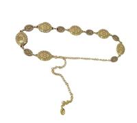 Ceinture Chaine Chaîne de taille vintage en métal style bohème, argent et or, ajourée, sculptée, for femme, haut court, décoration, ceinture, robe, bijoux, accessoire(Gold)