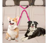 Ceinture Chien Voiture Ceinture de Sécurité Réglable Ceinture avec Fonction Élastique d'Amortissement des Chocs 2 en 1 Ceinture de Sécurité et Laisse pour Chien pour Voitures