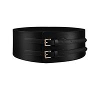 Ceinture Cinch Élastique Femme, Ceintures Large en Cuir de 7.5cm Ceinture Corset, Double Boucle Ceinture de Stretch Vintage Décoration pour Robe Chemise Manteaux (Noir)