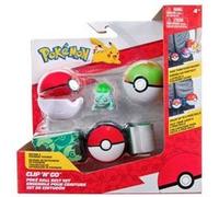 Bandai - Pokémon - Ceinture Clip 'N' Go - 1 Ceinture, 1 Poké Ball, 1 Nest Ball et 1 Figurine 5 cm Bulbizarre - Accessoire pour se déguiser en Dresseur Pokémon - JW2715