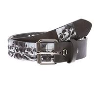 Ceinture cloutée avec tête de mort et os croisés - 3,8 cm, étain, L-97 cm