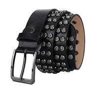 Ceinture cloutée pour homme et femme avec clous en métal cercle lumineux Punk Rock Métal Argent Rivet Ceintures en cuir Convient pour Rocker Hip Hop ou Jeans Pantalons,Black~a,115cm/waist:38"~40"