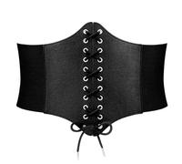 Ceinture corset, ceinture élastique pour femme costume de pirate adulte femme corset pirate catwoman accessoires ceinture corset en cuir ceinture corset pour cosplay pirate catwoman (noir, 73 cm)