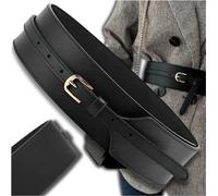 Ceinture corset large pour femme en simili-cuir respectueux de l'environnement, ferrures dorées, 112 cm