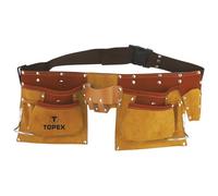 Ceinture d'ajusteur - TOPEX - 11 poches - Cuir - Toile - Marron