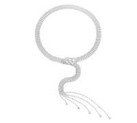 Ceinture D'Amour En Cristal Pailleté, Chaîne De Taille À Double Boucle Coeur, Argentée Pour Robe