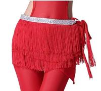 Ceinture Danse,Danse du Ventre Ceinture Costumes de Danse du Ventre Sexy Silver Tassel Belly Ceinture de Danse pour Femme Belly Dance Costume Foulard Hip (Color : Red, Size : One Size)