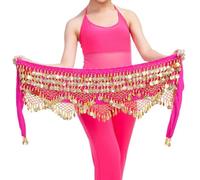 Ceinture Danse Orientale Chaîne de Ventre élégante en Velours for Femme, Bijou de Taille, avec pièce de Monnaie, à Lacets, for Danser Le Ventre(Rose Red)