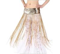 Ceinture Danse Orientale Costumes de danse du ventre Ceinture Force élastique Sequin Long Tassel Belly Dance Foulard de la hanche for femme Ventre danse Ceintures Tenue Danse Orientale Femme(Gold)