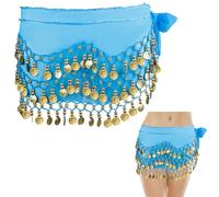Ceinture Danse Orientale Femme,Foulard de hanche de danse du ventre, costume de danse du ventre pour femmes avec 128 pièces d'or, chiffon de danse jupe ceinture de danse du ventre Belly Dance Costume