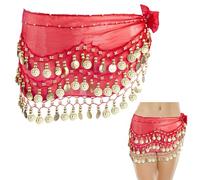 Ceinture Danse Orientale Femme,Foulard de Hanche de Danse du Ventre, Costume de Danse du Ventre pour Femmes avec 128 pièces d'or, Chiffon de Danse Jupe Ceinture de Danse du Ventre Belly Dance Costume