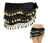 Ceinture Danse Orientale Femme,Foulard de Hanche de Danse du Ventre, Costume de Danse du Ventre pour Femmes avec 128 pièces d'or, Chiffon de Danse Jupe Ceinture de Danse du Ventre Belly Dance Costume