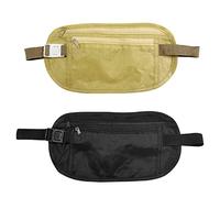 Ceinture d'argent dissimulée 2 pièces, Sac de Taille de sécurité antivol, élastique réglable, étanche, pour sport, Voyage, pour téléphone Portable, espèces (Beige, Noir)