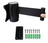 Ceinture de barrière de file d'attente rétractable, Barrière de sécurité murale rétractable avec sangle 3 m et accessoires for la gestion des files d'attente séparation(A)