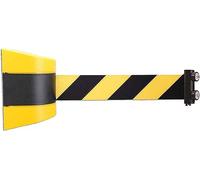Ceinture de barrière rétractable à fixation murale Barrière rétractable de 10 m/33 pi, séparateurs lignes jaunes/noires for les foules, for parking extérieur, perforations/aimants(Magnet)