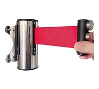 Ceinture de barrière rétractable, Barrière de file d'attente magnétique murale - Cordon sécurité rouge 2/3/5/10 m avec support en acier inoxydable for la gestion des foules extérieur(2M/6.5FT)