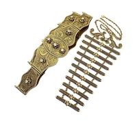 Ceinture de chaîne de ventre pour reconstitutions historiques, accessoires de costumes ethniques avec détails de sculpture creuse, ensemble de corset de ceinture pour femmes caucasiennes