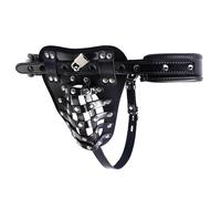 Ceinture de chasteté masculine avec cadenas et clé - Modèle ajustable finition brillante pour jeux BDSM, fantasmes SM, fétichisme du contrôle et échanges de pouvoir intimes