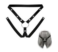 Ceinture de chasteté pour homme avec anneau central en métal - Ceinture élastique noire ajustable, confortable et discrète, dispositif de chasteté masculin polyvalent pour vêtements - Noir