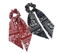 Ceinture de cheveux pour femmes 10 Pack Ribbon Hair Scrunchies Printed Flower Long Headband Ponytail Holders Knotted Hair Bows Scrunchies Hair Ties Ponytail Headbands Ceintures de tête