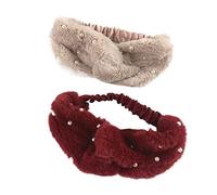 Ceinture de cheveux pour femmes 2pcs Pearl Headband Head Wraps Stertchy Cross Head Bands Wide Party Hairbands Festival Hair Accessories For Women And Girls Ceintures de tête