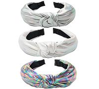 Ceinture de cheveux pour femmes 3 Pcs Pu Leather Cross Knotted Headbands, Wide Top Knot Turban Hair Bands Knot Headband Hoops Hairband Hair Accessoy For Girls And Women Ceintures de tête