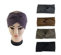Ceinture de cheveux pour femmes 5pcs Wide Knotted Head Wraps Twist Knotted Boho Stretchy Hair Bands Yoga Workout Running Sport Sweat Hair Wrap For Women Girls Ceintures de tête