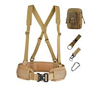 Ceinture de Combat Molle avec Accessoires, Ceinture de Combat Tactique Airsoft Robuste, for la Chasse et la sécurité des Forces de l'ordre(Brown)