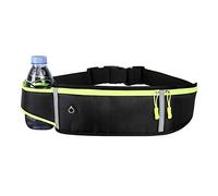 Ceinture de course à pied pour homme et femme, sac banane réfléchissant, support de téléphone avec porte-bouteille d'eau pour l'entraînement, la marche, le cyclisme, noir, 13.8 x 4.1 inches, Sac