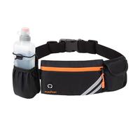 Ceinture de course avec porte-bouteille d'eau : pochette amovible pour bouteille - Ceinture de course fine - Grande capacité, pas de rebond pour la marche (bouteilles non incluses), noir, One Size