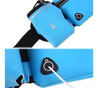Ceinture de course avec système d'hydratation et bouteilles d'eau de 283,5 g, sangle de taille élastique réglable avec poche de rangement sécurisée et design discret (bleu)
