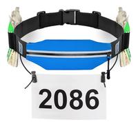 Ceinture de Course Fine avec 6 Boucles en Gel énergétique pour entraînement, Jogging, Triathalon, Marathon, Course à Pied et Cyclisme, Bleu 02, onesize