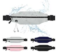 Ceinture de course fine pour homme et femme - Sac banane pour téléphone portable - Poche réfléchissante à fermeture éclair - Entraînement, cyclisme, fitness, gris, 1 ceinture de course fine