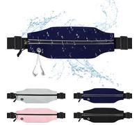 Ceinture de course fine pour homme et femme - Sac banane pour téléphone portable - Poche réfléchissante à fermeture éclair - Entraînement, cyclisme, fitness, bleu, 1 ceinture de course fine