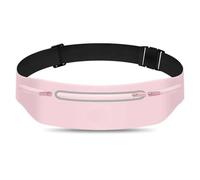 Ceinture de course fine pour téléphone - Sac banane fin réfléchissant imperméable avec 3 poches - Ajustement sûr pour la course, la gym, les voyages, rose, Sport