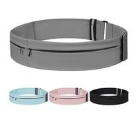 Ceinture de course légère pour homme et femme avec poche pour bouteille d'eau, support de téléphone multi-poches, pochette de course à pied, gris, Large-31.5" - 45.3", Moderne